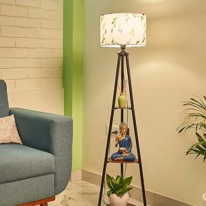 Crosscut Furniture Metal Floor Lamp with 3 Shelves (Farm Petal) LED Bulb Included, Multicolour